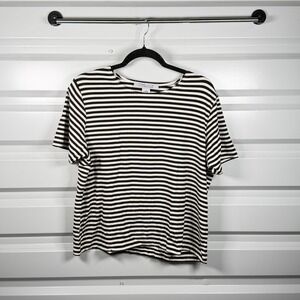Vintage Freelance Womens Large Striped Modal Spandex Short Sleeve T-Shirt